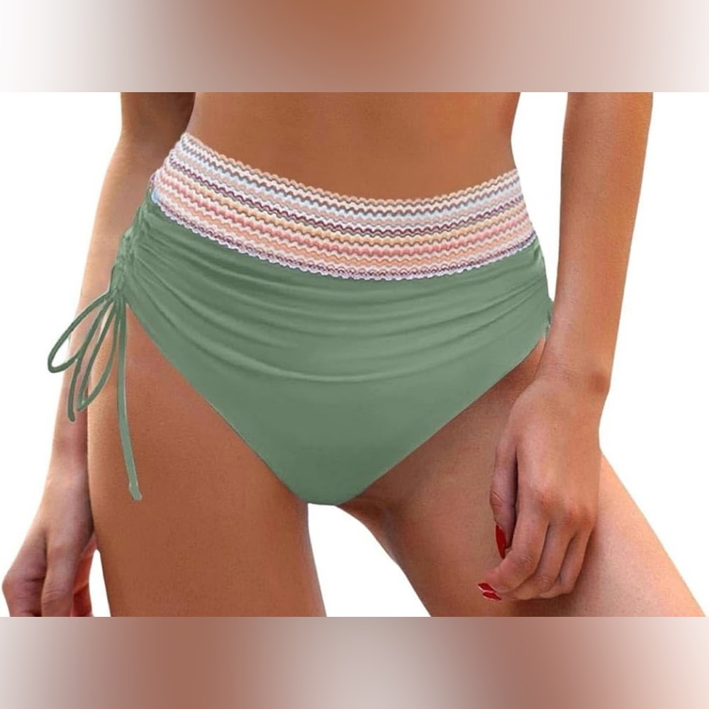 High-Waisted Olive Green Bikini Bottom Size L 
NWOT